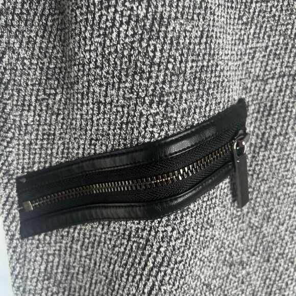 Ann Taylor Gray Tweed Scoop Neck Dress Faux Leather Pocket‎ Trim Womens Medium - Picture 6 of 10